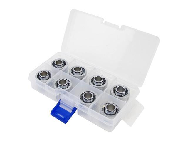 XSPC G1/4' to 1/2' ID, 3/4' OD Compression Fitting V2 for Soft Tubing, Chrome, 8-pack