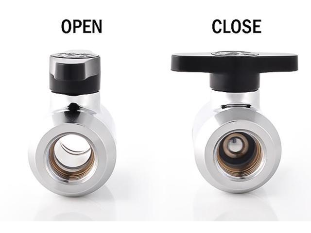 Bitspower G1/4' Mini Valve with Black Handle, Silver Shining Body