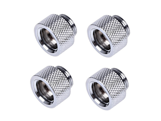 Alphacool HF G1/4' Male to Female Extender Fitting, 10mm, Chrome, 4-pack