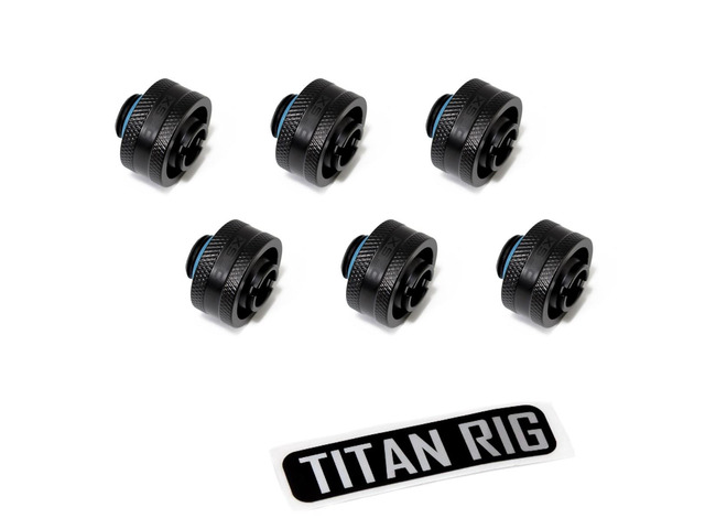 XSPC G1/4' to 1/2' ID, 3/4' OD Compression Fitting V2 for Soft Tubing, Matte Black, 6-pack
