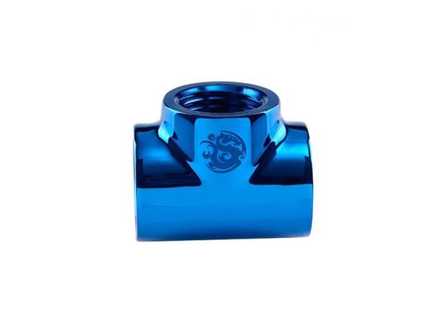 Bitspower T-Block Fitting with Triple G1/4' Female, Royal Blue