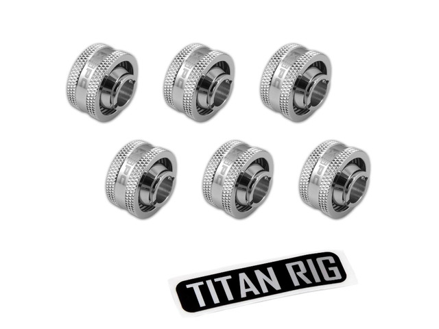 XSPC G1/4' to 1/2' ID, 3/4' OD Compression Fitting V2 for Soft Tubing, Chrome, 6-pack