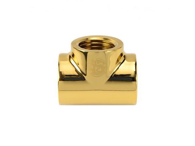 Bitspower T-Block Fitting with Triple G1/4' Female, True Brass