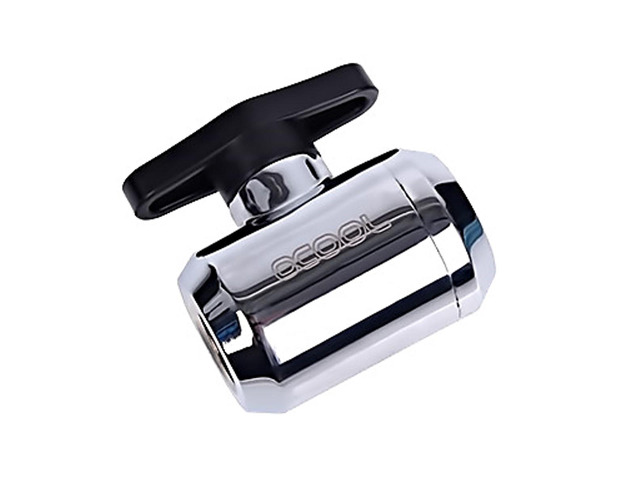 Alphacool G1/4' Eiszapfen Series 2-way Ball Valve, Chrome