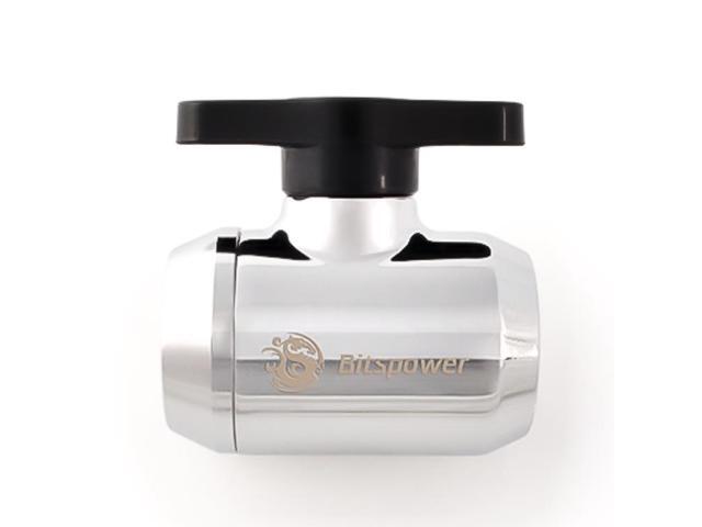 Bitspower G1/4' Mini Valve with Black Handle, Silver Shining Body