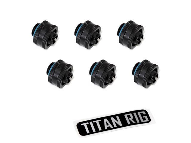 XSPC G1/4' to 3/8' ID, 5/8' OD Compression Fitting V2 for Soft Tubing, Matte Black, 6-pack