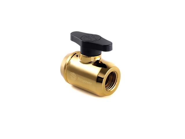 Bitspower G1/4' Mini Valve with Black Handle, True Brass Body