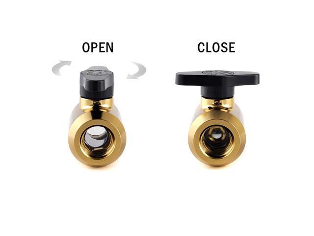 Bitspower G1/4' Mini Valve with Black Handle, True Brass Body