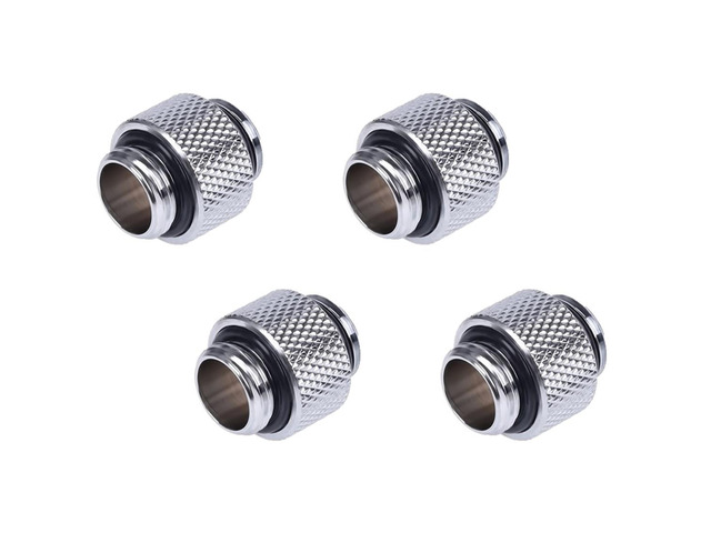 Alphacool HF G1/4' Male to Male Extender Fitting, 10mm, Chrome, 4-pack