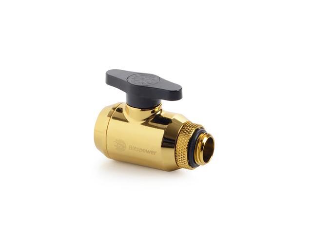 Bitspower Mini Valve with Rotary G1/4' Extender and Inner G1/4' port, True Brass