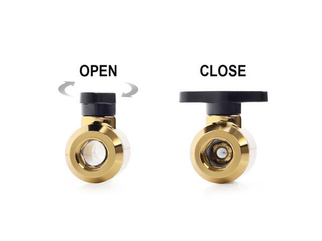 Bitspower Mini Valve with Rotary G1/4' Extender and Inner G1/4' port, True Brass