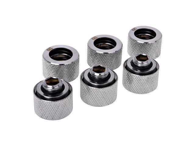 Alphacool HT G1/4' Compression Fitting for Plexi (Acrylic) / Brass Hard Tubes, 16mm OD, Chrome, 6-pack