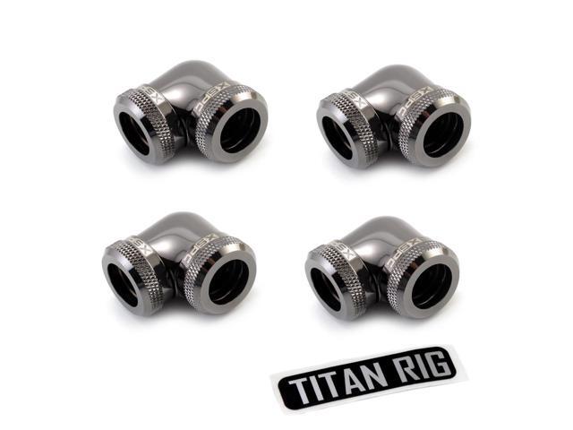 XSPC 10mm ID, 14mm OD Rigid Tubing 90 Degree Elbow Fitting, Black Chrome, 4-pack