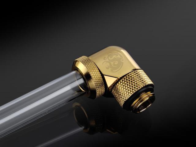 Bitspower G1/4' to Enhance Multi-Link Adapter Fitting for 12mm OD Rigid Tubing, 90? Rotary (For Use with Bitspower Rigid Tubing Only), True Brass