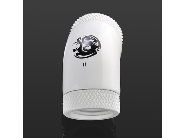 Bitspower G1/4' Female to Female Extender Fitting, 45 Degree Dual Rotary, Deluxe White