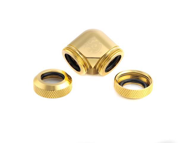 Bitspower Dual Enhance Multi-Link Adapter Fitting for 12mm OD Rigid Tubing, 90? Angle (For Use with Bitspower Rigid Tubing Only), True Brass