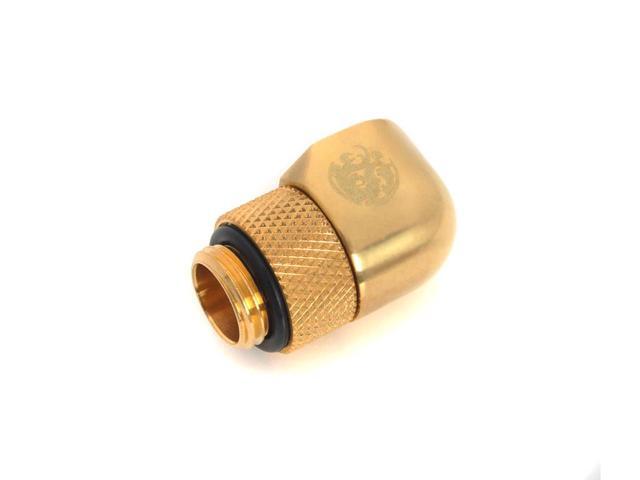 Bitspower G1/4' Male to Female Extender Fitting, 90 Degree Rotary, True Brass