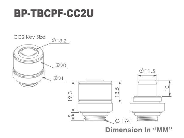 Bitspower G1/4' to 3/8' ID, 1/2' OD Compression Fitting for Soft Tubing, CC2 Ultimate, True Brass