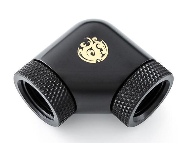 Bitspower G1/4' Female to Female Extender Fitting, 90 Degree Dual Rotary, Matte Black