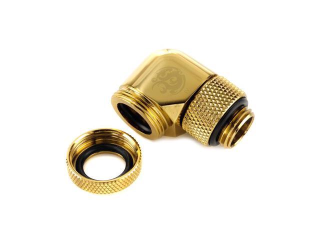 Bitspower G1/4' to Enhance Multi-Link Adapter Fitting for 12mm OD Rigid Tubing, 90? Rotary (For Use with Bitspower Rigid Tubing Only), True Brass
