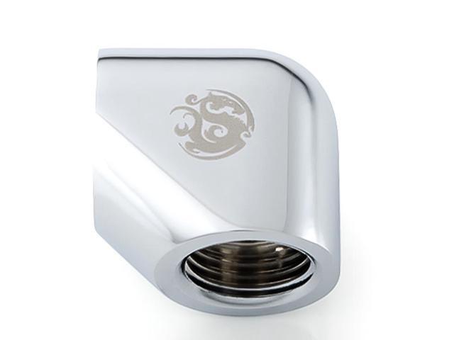Bitspower G1/4' Female to Female Extender Fitting, 90 Degree Angle, Silver Shining