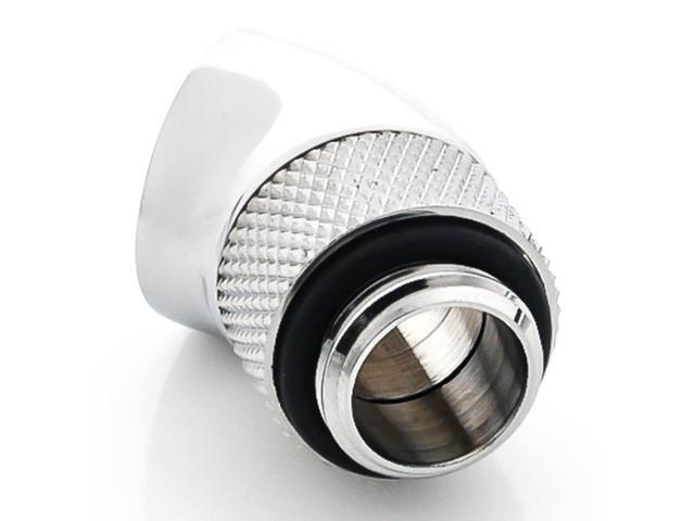 Bitspower G1/4' Male to Female Extender Fitting, 45 Degree Rotary, Silver Shining
