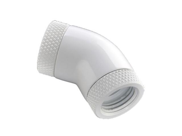 Bitspower G1/4' Female to Female Extender Fitting, 45 Degree Dual Rotary, Deluxe White