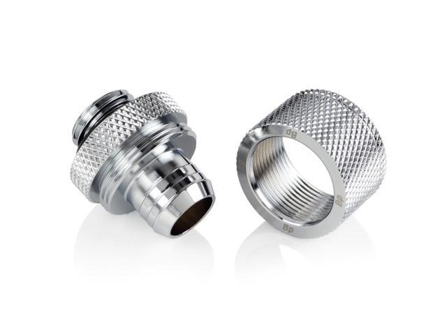 Bitspower G1/4' to 3/8' ID, OD 5/8' OD Compression Fitting for Soft Tubing, CC3 Ultimate, Silver Shining
