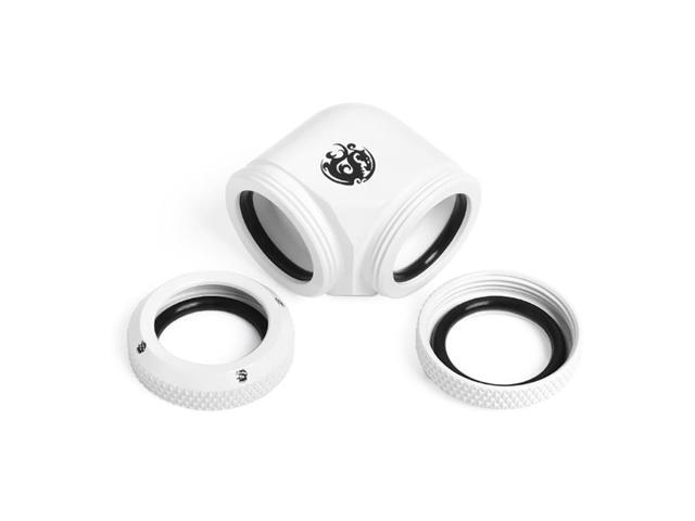 Bitspower Dual Enhance Multi-Link Adapter Fitting for 16mm OD Rigid Tubing, 90 Degree Angle, Deluxe White