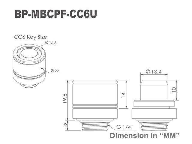 Bitspower G1/4' to 7/16' ID, OD 5/8' OD Compression Fitting for Soft Tubing, CC6 Ultimate, Matte Black