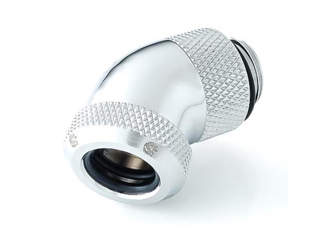 Bitspower G1/4' to Enhance Multi-Link Adapter Fitting for 12mm OD Rigid Tubing, 45 Degree Rotary, Silver Shining