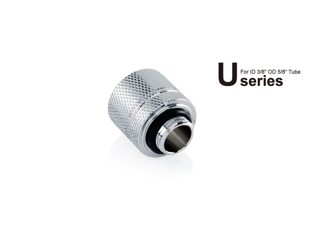Bitspower G1/4' to 3/8' ID, OD 5/8' OD Compression Fitting for Soft Tubing, CC3 Ultimate, Silver Shining
