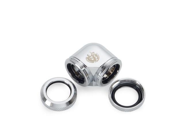 Bitspower Dual Enhance Multi-Link Adapter Fitting for 16mm OD Rigid Tubing, 90? Angle (For Use with Bitspower Rigid Tubing Only), Silver Shining