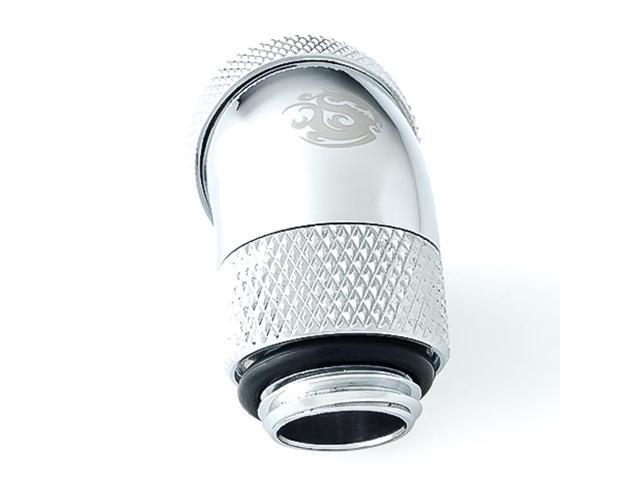 Bitspower G1/4' to Enhance Multi-Link Adapter Fitting for 12mm OD Rigid Tubing, 45 Degree Rotary, Silver Shining