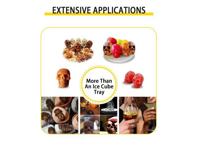 VEVOR Skull Ice Cube Tray Ice Ball Maker 6-Grid Black Silicone Tray for Beverage