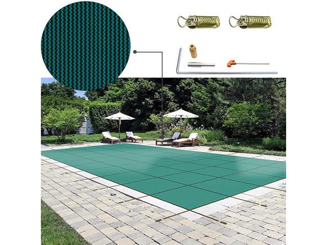 VEVOR Pool Safety Cover Fits 18x36ft Rectangle Inground Safety Pool Cover Green Mesh Solid Pool Safety Cover for Swimming Pool Winter Safety Cover