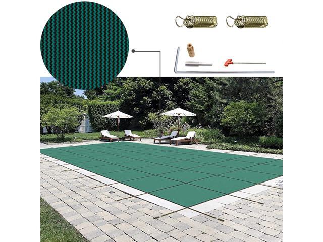 VEVOR Pool Safety Cover Fits 20x40ft Rectangle Inground Safety Pool Cover Green Mesh Solid Pool Safety Cover for Swimming Pool Winter Safety Cover