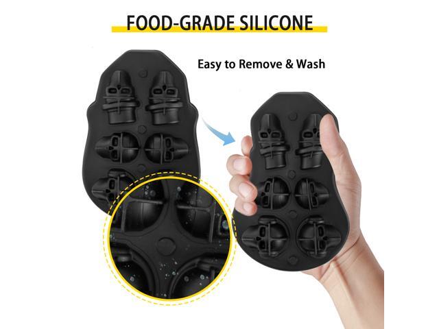 VEVOR Skull Ice Cube Tray Ice Ball Maker 6-Grid Black Silicone Tray for Beverage