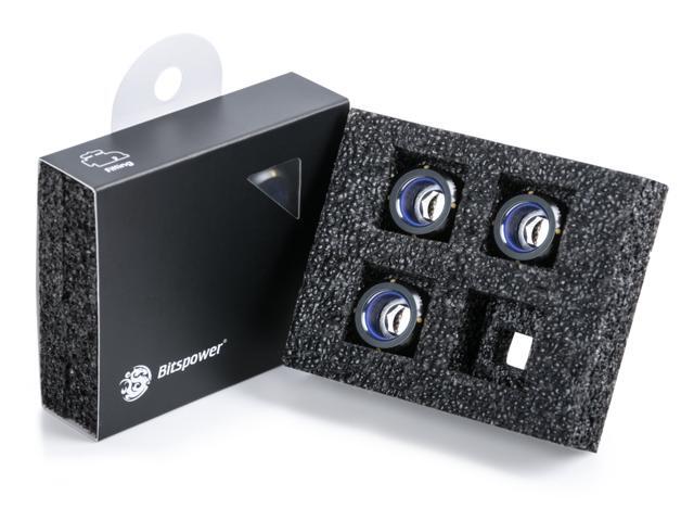 Bitspower G1/4' Advanced Multi-Link Fitting, for 14mm OD Rigid Tubing, Matte Black, 4-pack
