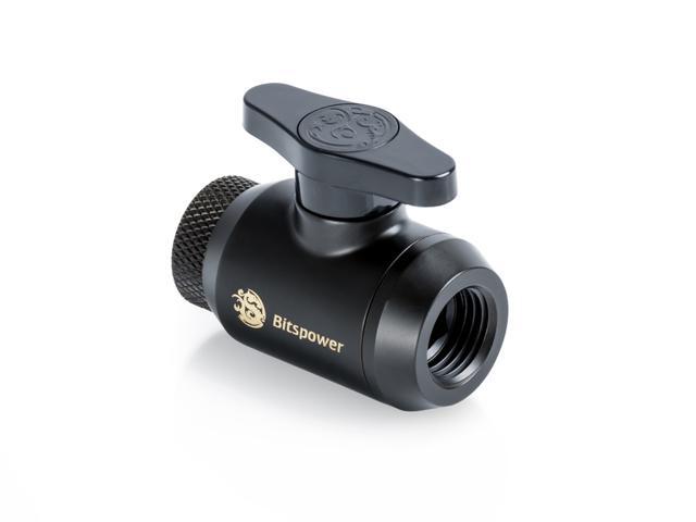 Bitspower Mini Valve with Rotary Inner G1/4' port and Inner G1/4' port, Carbon Black