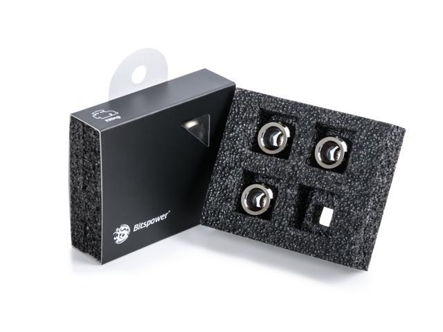 Bitspower G1/4' Advanced Multi-Link Fitting, for 12mm OD Rigid Tubing, Black Sparkle, 4-pack