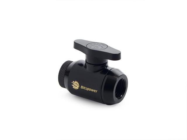 Bitspower Mini Valve with Rotary Inner G1/4' port and Inner G1/4' port, Matte Black