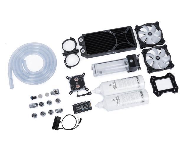 Bitspower Sorbet Soft Tube Kit for Intel, included CPU water block, copper radiator, water tank with pump, fittings, and tubes, compatible with...