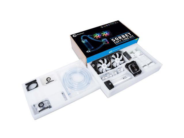 Bitspower Sorbet Soft Tube Kit for AMD, included brass CPU water block 240 copper radiator with fans, water tank with pump, fittings, and tube,...
