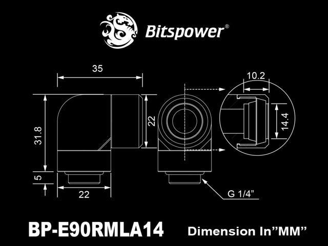 Bitspower Black Sparkle Advanced Rotary G1/4' 90-Degree Multi-Link Adapter For OD 14MM