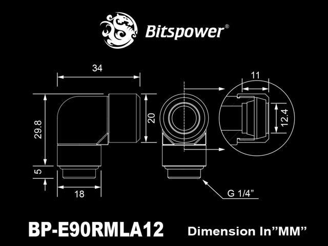 Bitspower Silver Shining Advanced Rotary G1/4' 90-Degree Multi-Link Adapter For OD 12MM