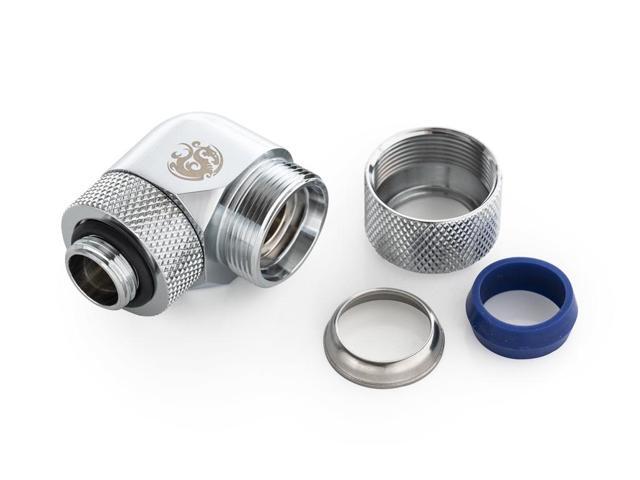 Bitspower Silver Shining Advanced Rotary G1/4' 90-Degree Multi-Link Adapter For OD 14MM