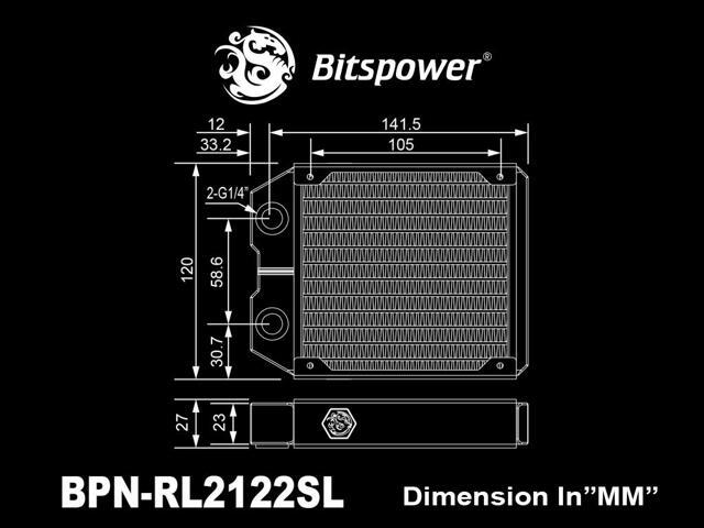 Bitspower Leviathan II 120 Radiator with Single Wave Fins (Thickness 27mm)