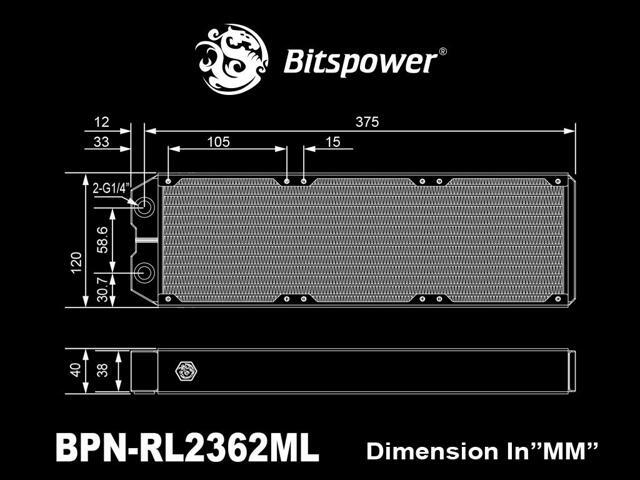 Bitspower Leviathan II 360 Radiator with Single Wave Fins (Thickness 40mm)