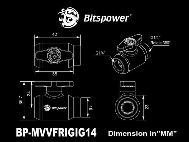 Bitspower Deluxe White Mini Valve Rotary Inner G1/4' & Inner G14' With Black Handle